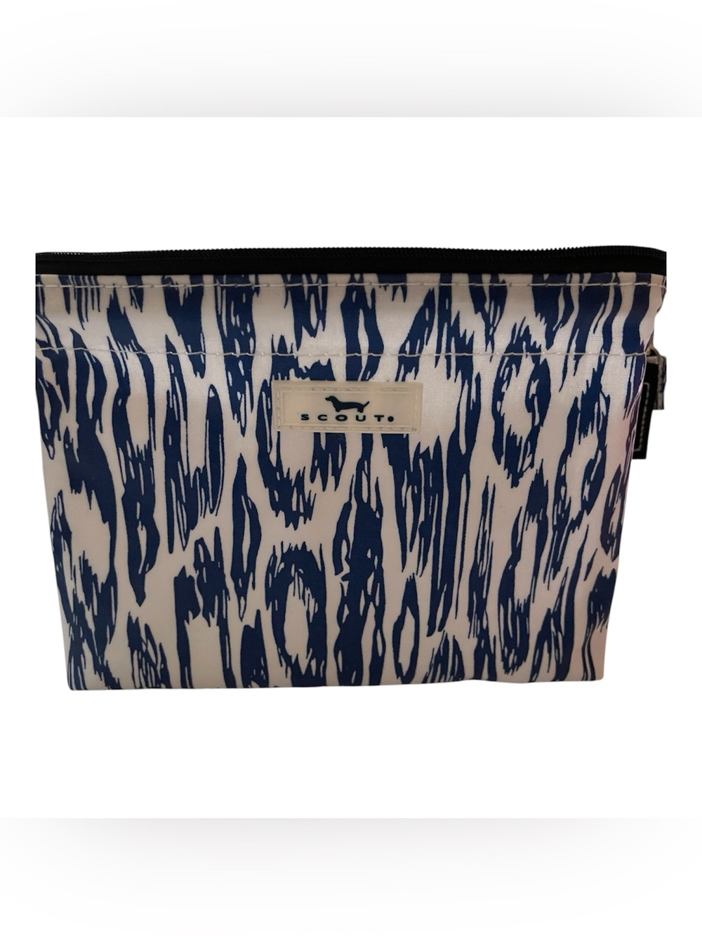 SCOUT “Blue & White Grain Teaser” Big Mouth Cosmetic Bag  - NWOT **